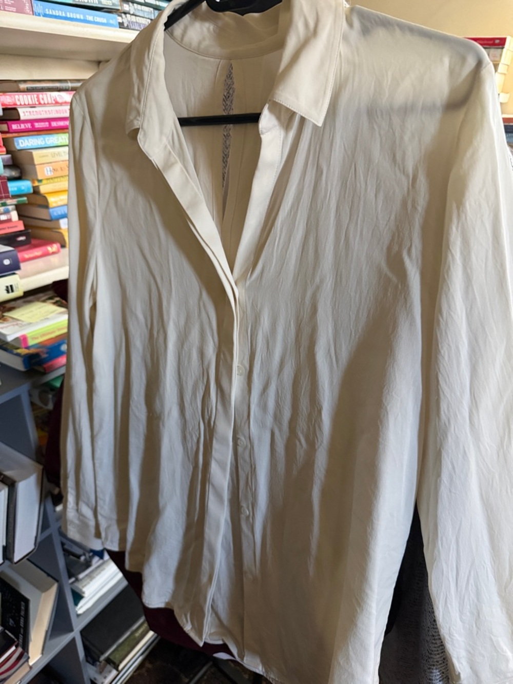 Women's Classic Cream Button-Up Blouse - Long Sleeve